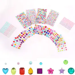 1782pcs Gems Stickers, Self Adhesive Gems for Crafts Bling Rhinestones for Crafts, Assorted Shapes Jewels Rhinestones Stickers, Multicolor