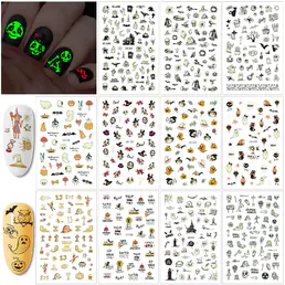 Glow in The Dark Halloween Nail Sticker Peel и Halloween Self-Adhesive Nail Decals, Pumpkin Monster Nail Art for Kids Halloween Party Supplies Trick or Treat Party Bag Fillers