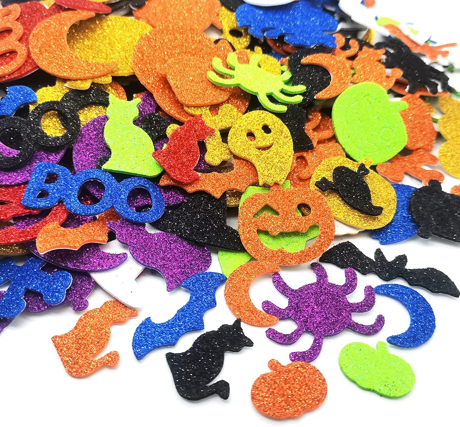 Halloween Foam Stickers Halloween Party Favors Glitter Pumpkin Stickers Self Adhesive Crafts Stickers Kid's Arts Craft Supplies Greeting Cards Scrapbooking Homemade Crafts