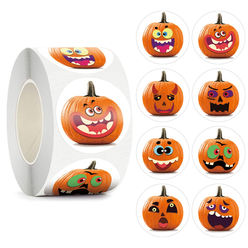 Halloween Label Sticker 1.5 inch Oval Shape, 500 labels per roll, used for Halloween Gifts. Colorful inch Halloween inch Stickers with a Variety of Exquisite Patterns