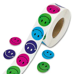 500 Pcs Prism Happy Face Stickers 1,5 pouce Cercle Rond Smile Face Stickers 3 Styles Roll Smile Étiquettes Autocollants Cible Point de Réparation pour les Récompenses pour la Maison de l’École