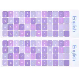 Універсальні наклейки на англійську клавіатуру, заміна букв англійської клавіатури наклейки на фіолетовий фон для настільного комп'ютерного ноутбука