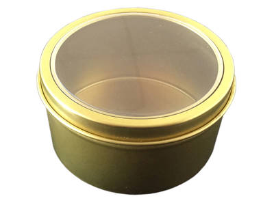 Round Tin with PVC Window candle tin