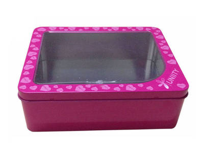 Pink Perfume Gift Tin Box with Window