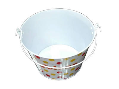 Tin Pail with Wire Handle Metal Bucket Tin