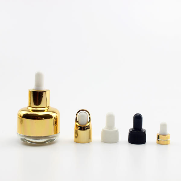 Clear Glass Dropper Bottles with Round Gold Lid for Beauty
