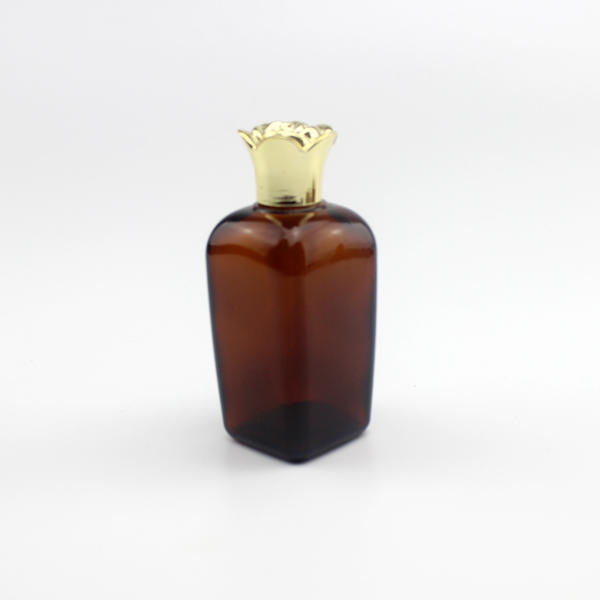 In Bulk Square Shape Amber Essential Oil Bottles with Rose shape Lid