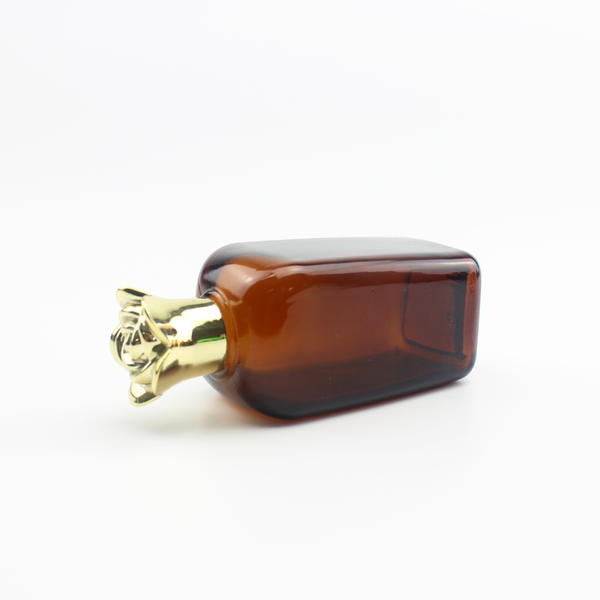 In Bulk Square Shape Amber Essential Oil Bottles with Rose shape Lid