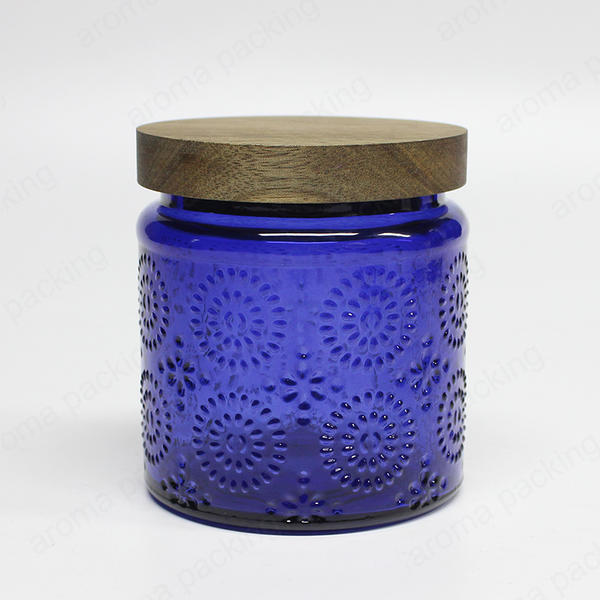 贅沢な大豆ワックスガラス貯蔵瓶蝋燭貯蔵のための青い蝋燭の瓶