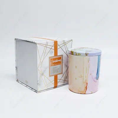 도매 호화스러운 물 이동 인쇄 상자와 뚜껑을 가진 유리제 초 항아리