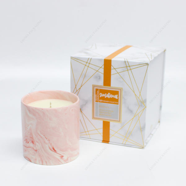 The Latest Styles Spray Color Gray Pink Round Bottom Ceramic Candle Jar With Box