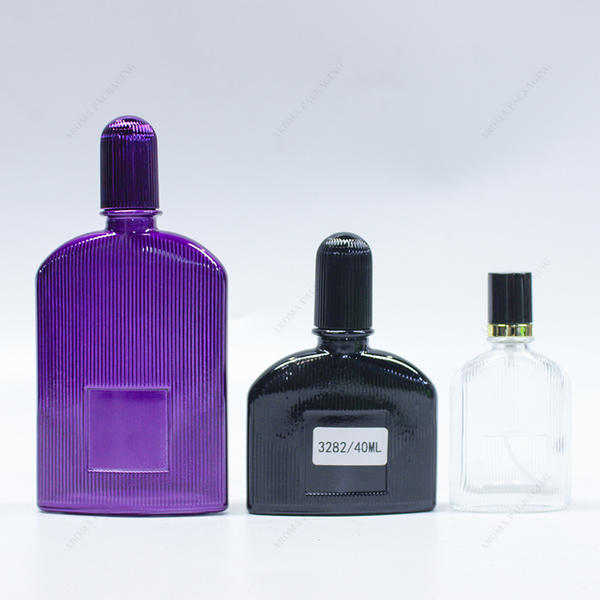 Factory Made Black Blue Purple Glass Perfume Bottle GBC261 with Custom Lid