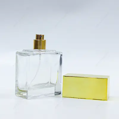 工場製カスタム形状クリアイエローエンボスガラス香水瓶GBC264-265