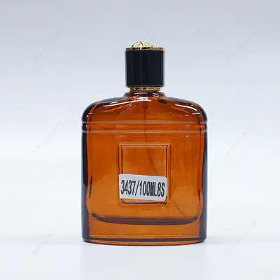 工場製ブルーブラウン 100ml ガラス香水瓶 GBC269-270 金属キャップ付き