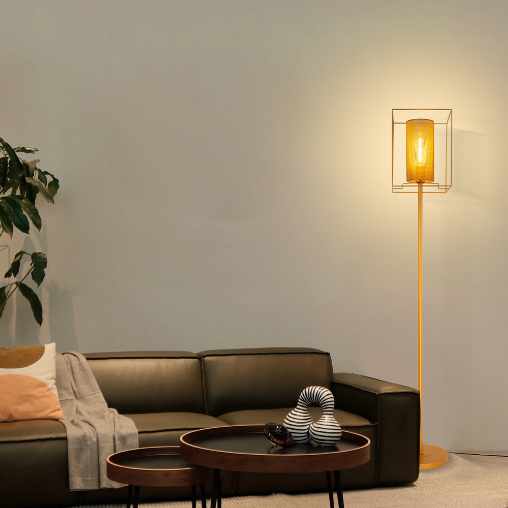 FL-21014 Grid Tube Floor Lamp With Perforated Metal