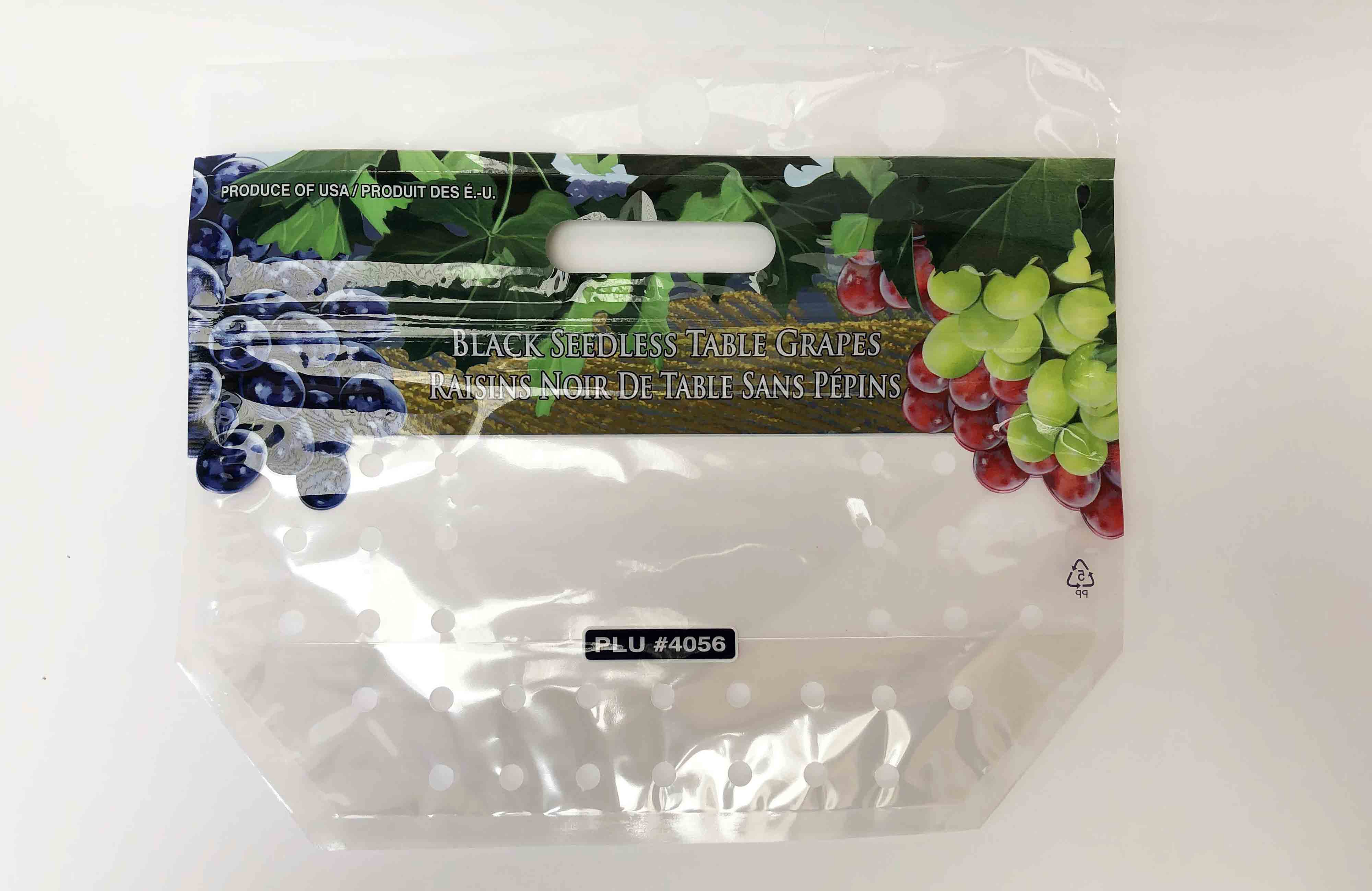 printed plastic table grape packaging bag with zipper
