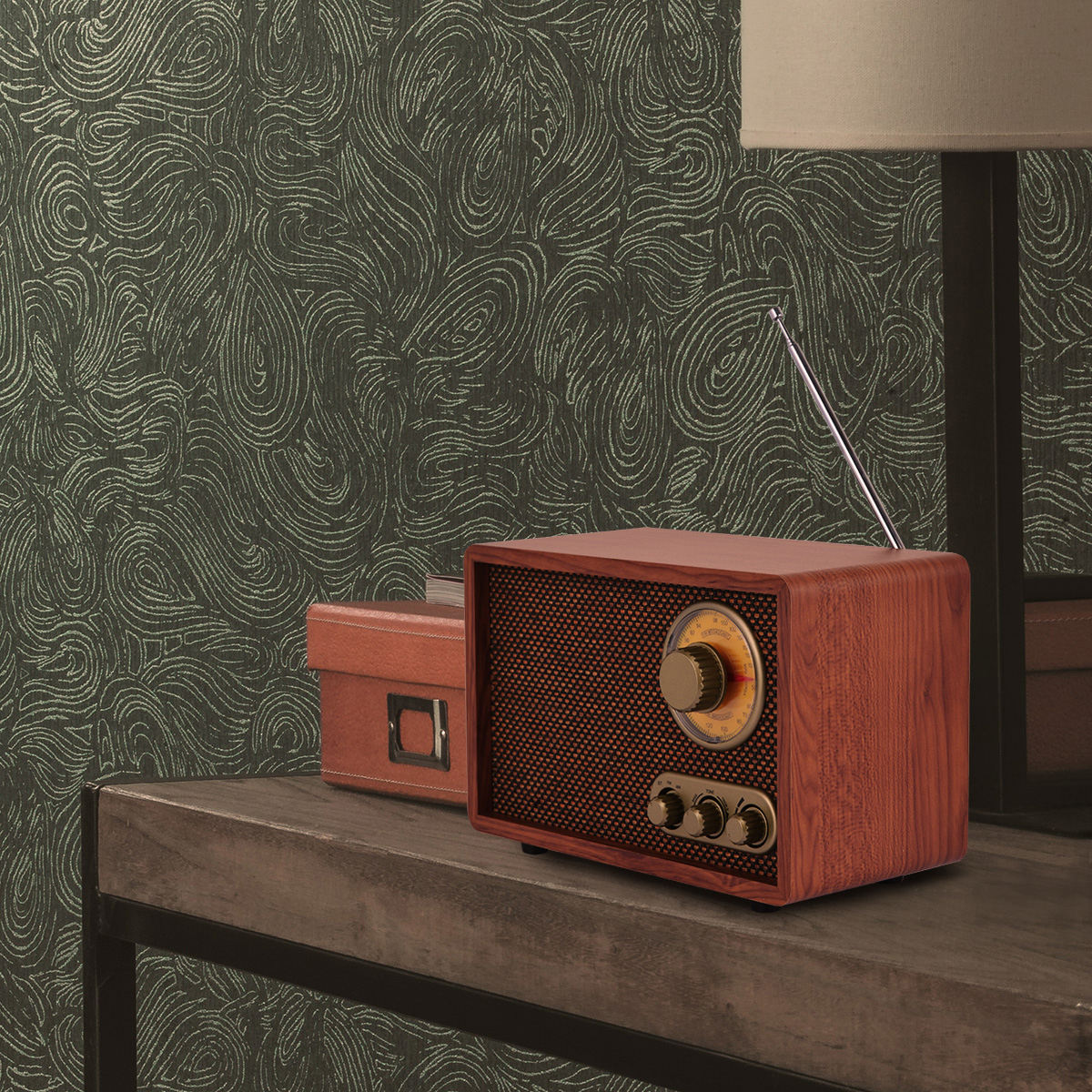 Radio FM de madera retro vintage de diseño clásico10