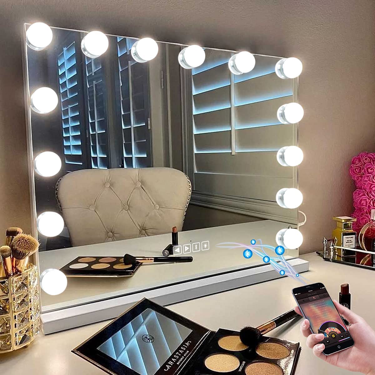 Тьмяні світлодіодні лампочки Голлівудське освітлене дзеркало для макіяжу