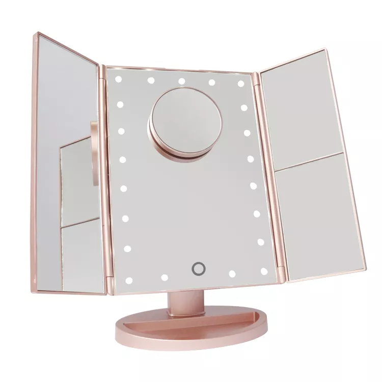Tri Falten Touchscreen Tragbarer Tisch Led Vanity Make-up Spiegel