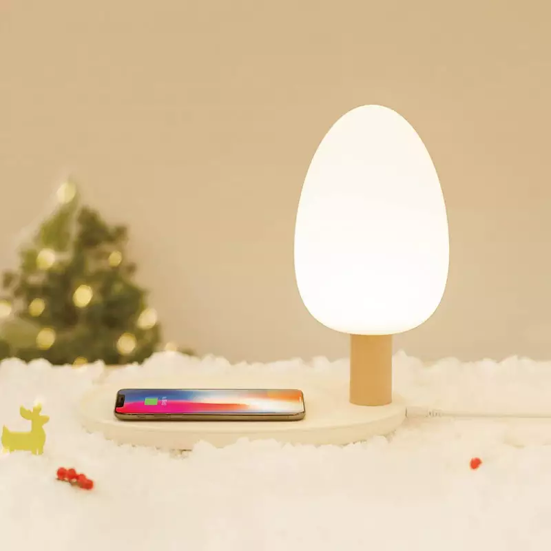 LED Moderno Cargador inalámbrico rápido Árbol Lámpara de escritorio