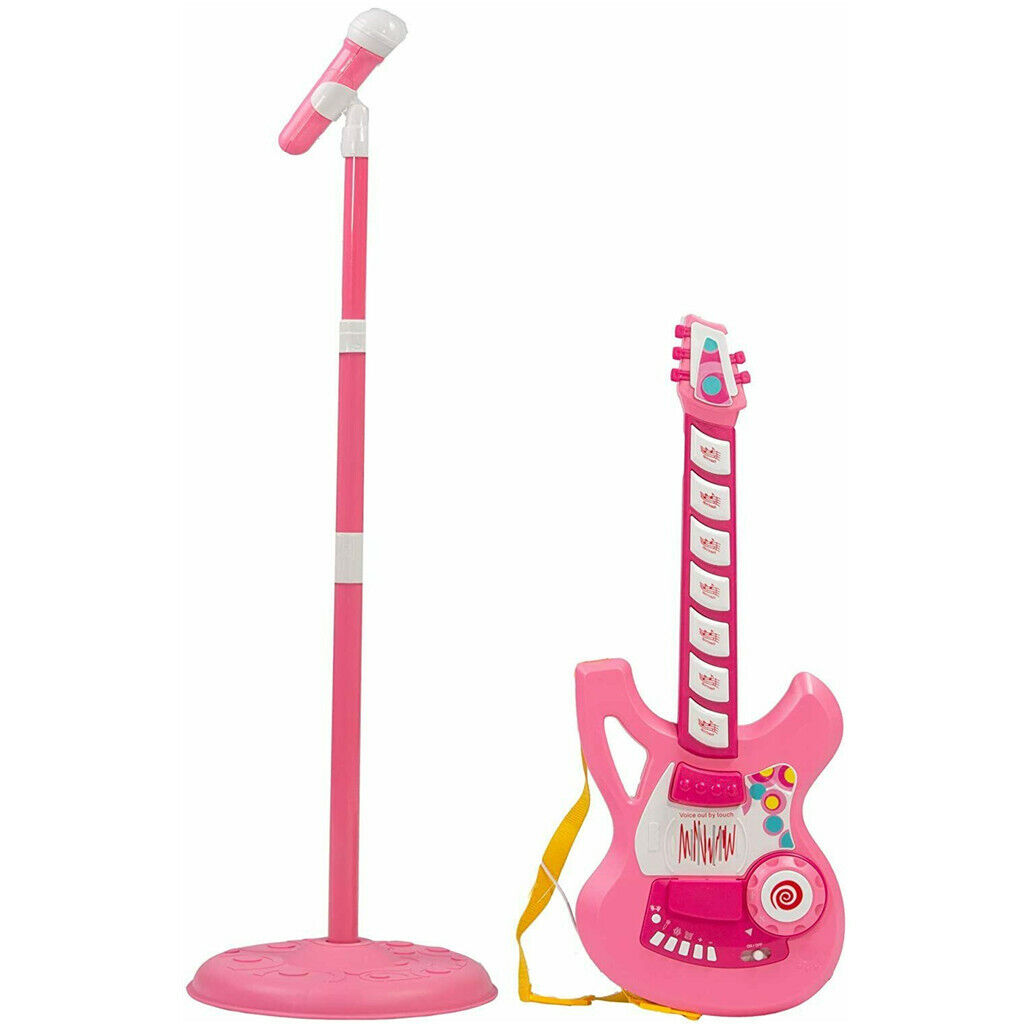 Guitarra electrónica de juguete bajo para niños con micrófono
