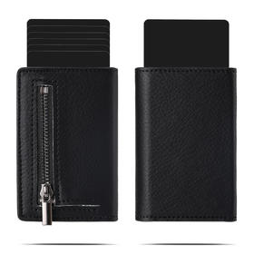 FD03S-1 Genuine Leather Lychee Cowhide RFID Wallet With Zipper