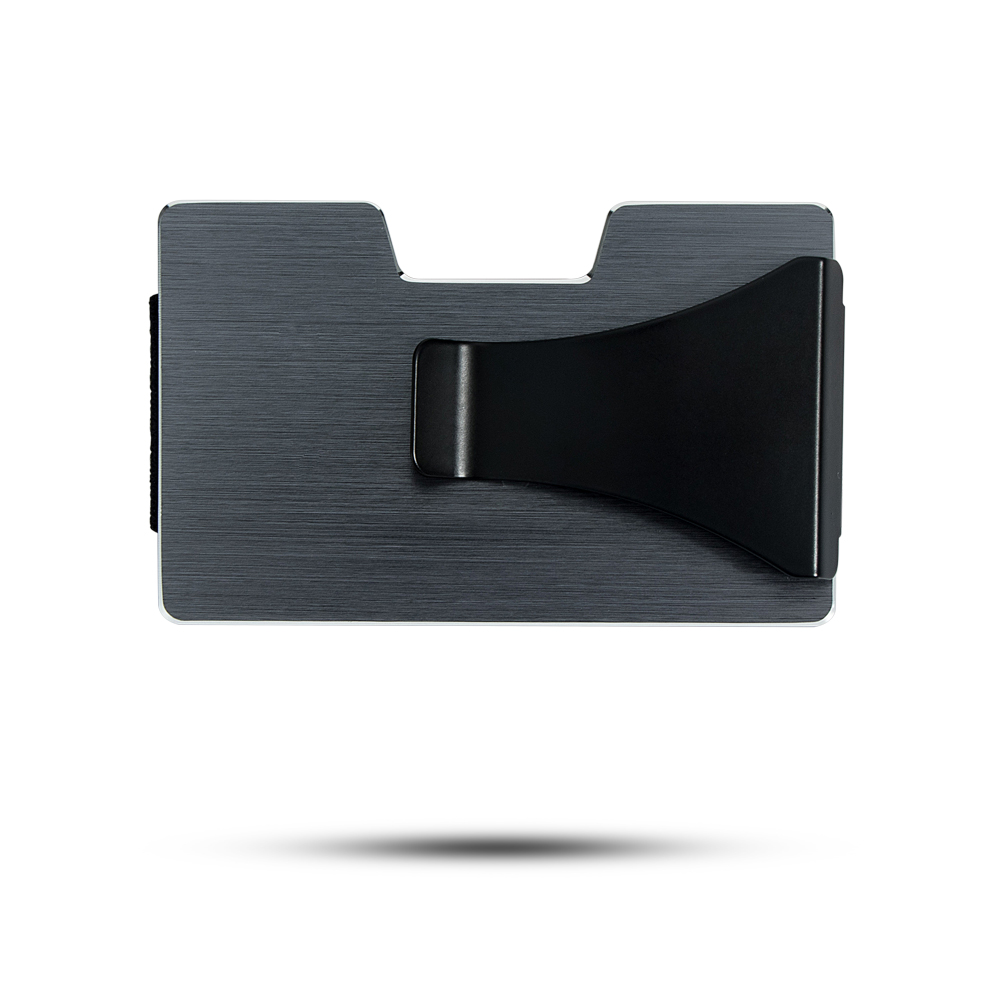 XD08C escovado suporte de cartão RFID Carteira metálica com clipe preto