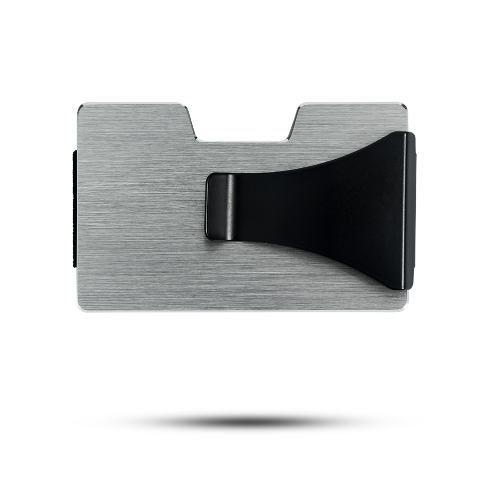 XD08C-2 Escovado Suporte de cartão RFID Carteira metálica com clipe preto