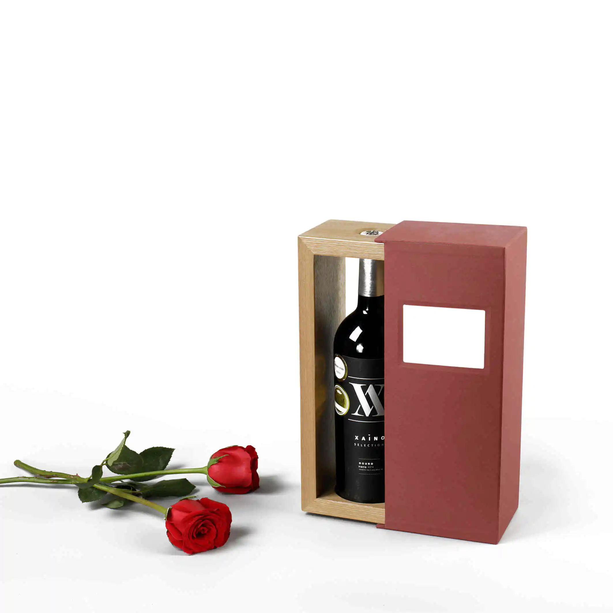 Ahşap Şarap Kutusu Hediye El Yapımı Kağıt Manyetik Özel Karton Şarap Kutusu 1 Şişe Hediye Ahşap Şarap Kutusu