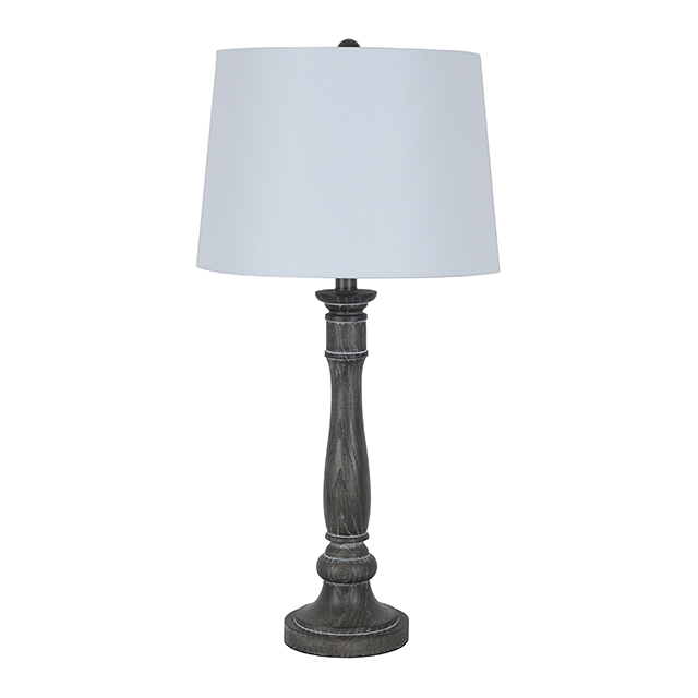 Faux Wood Table Lamp With Double Sockets With Pull Chain Switches