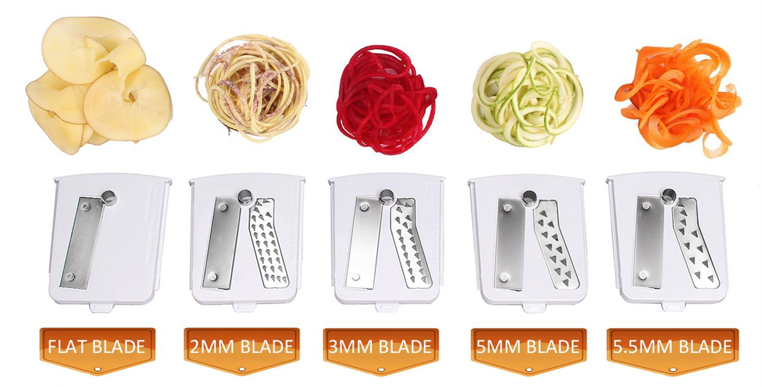 5 blades of the vegetable spiral slicer
