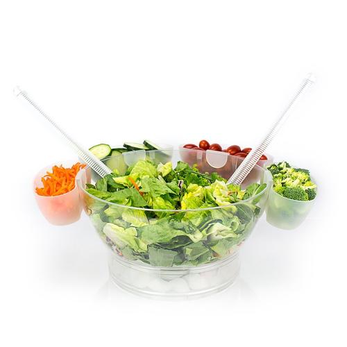 Salad Bowl On Ice with 4 Side Servers