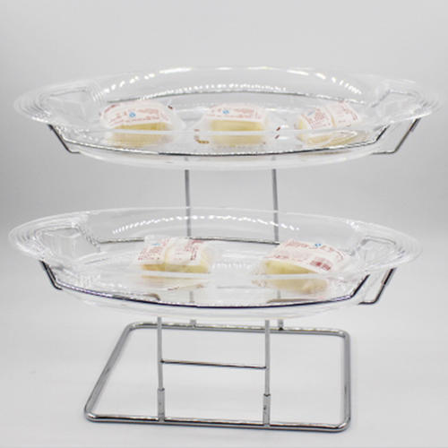 2-Tier Blossom Dessert Tray, cake stand wedding plastic tray