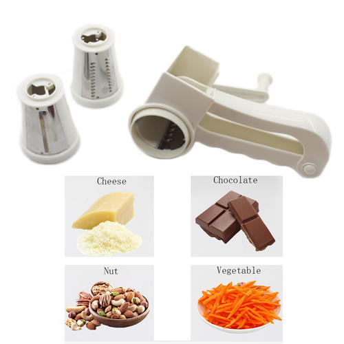  3 Blades Manual Vegetable Slicer Rotary Cheese Grater drums Cheese Shredder