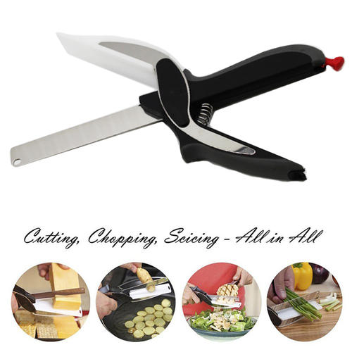 2-in-1 Food Chopper Cutter-Stainless Steel Knife with Cutting Board,Kitchen Knife and scissors