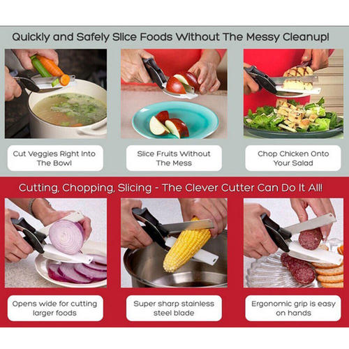 2-in-1 Food Chopper Cutter-Stainless Steel Knife with Cutting Board,Kitchen Knife and scissors