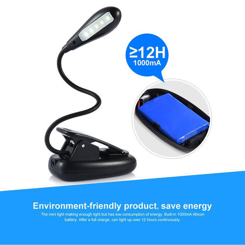 Rechargeable 5 LED Book Light Clip On LED Light Reading Lamp