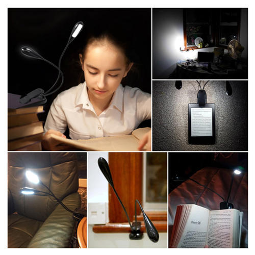 Rechargeable 8 LED Book Light Flexible Arm Lamp Reading Light Book Light