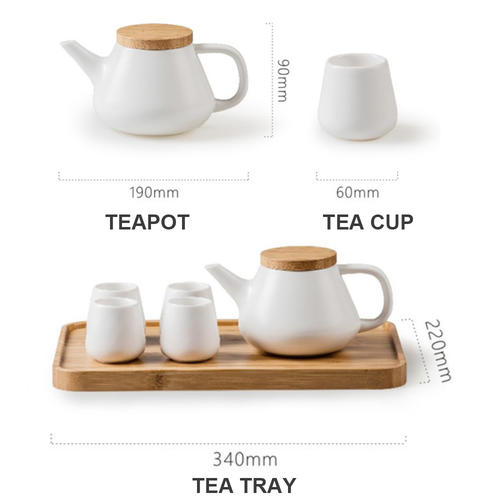 Ceramic Teapot Set, Porcelain Teapot with 4 Tea Cups