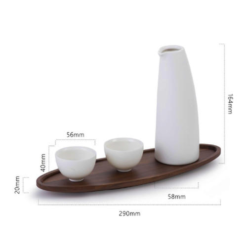 White Ceramic Sake Bottle Set,Ceramic Wine Pot,Porcelain Sake Set with 2 Cups 