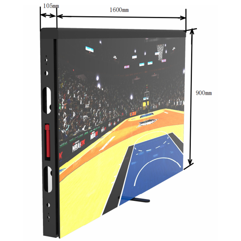 Modular Perimeter Led Screens (pixel Pitch P6/p8/p10) With Upper Absorbing Impact Pad And Integrated Support Foot.
