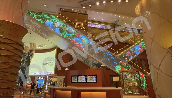 LED Transparent film display P6.25 in Escalator in Shopping Mall in Macao