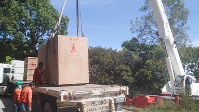 Valves arrived on site for oil field, air shipment from China to Colombia