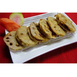fried lotus root with meat stuffing