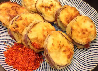 fried eggplant with meat stuffing