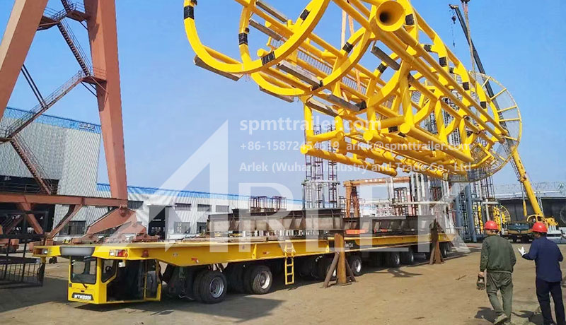 Application of long transport vehicles in the construction of offshore wind farms