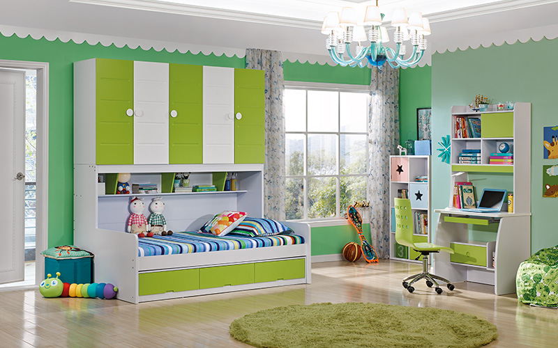 Conjunto de muebles de dormitorio de madera de tamaño King / Queen de alta calidad para niños