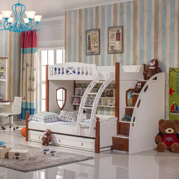 China Made Children Bedroom Sets Custom Color Wood Kids Bunk Bed Designs