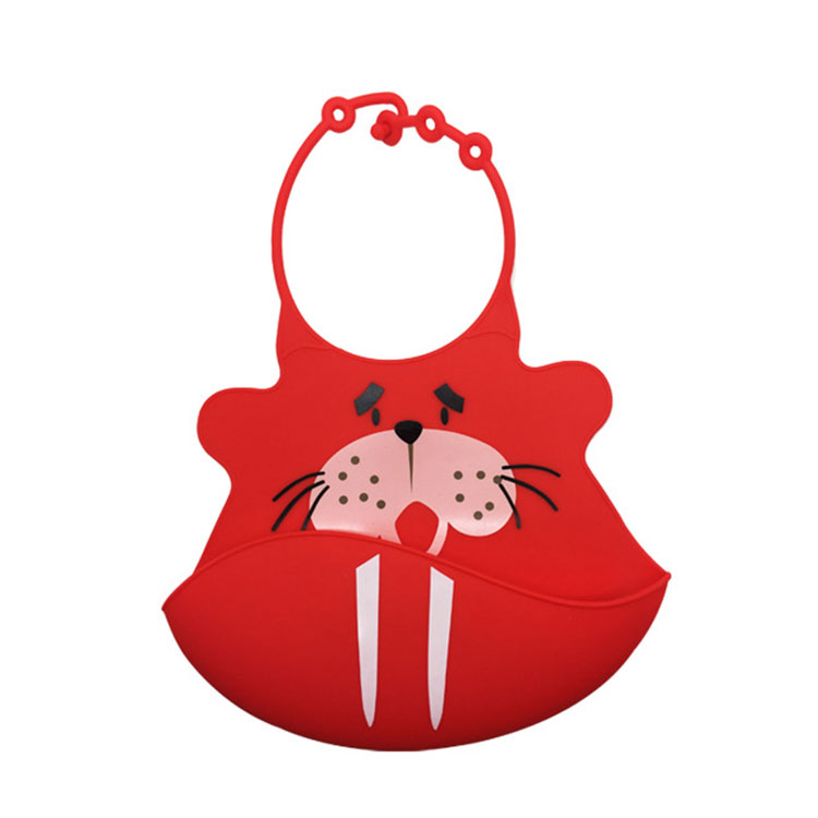Customized OEM soft silicone baby bib easily wipes clean