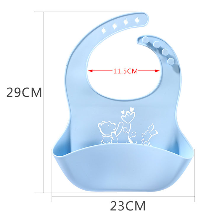 Foldable cute silicone bib with crumb catcher pocket